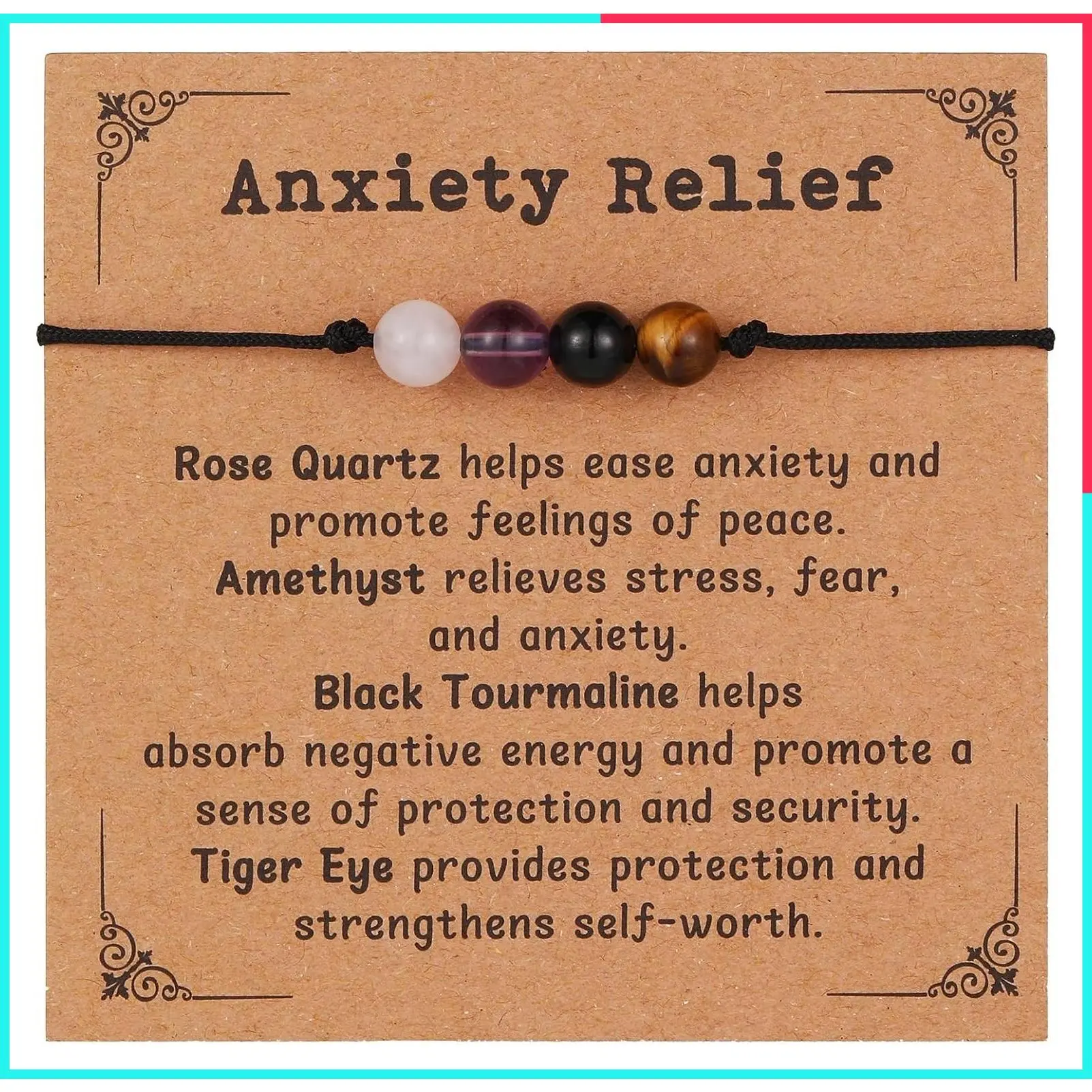 Empath Protection Bracelet – Natural Healing Crystal Beaded Bracelet with Tourmaline, Amethyst, Hematite & Rose Quartz, Gift for Her, Best Friends, Daughter, Mom