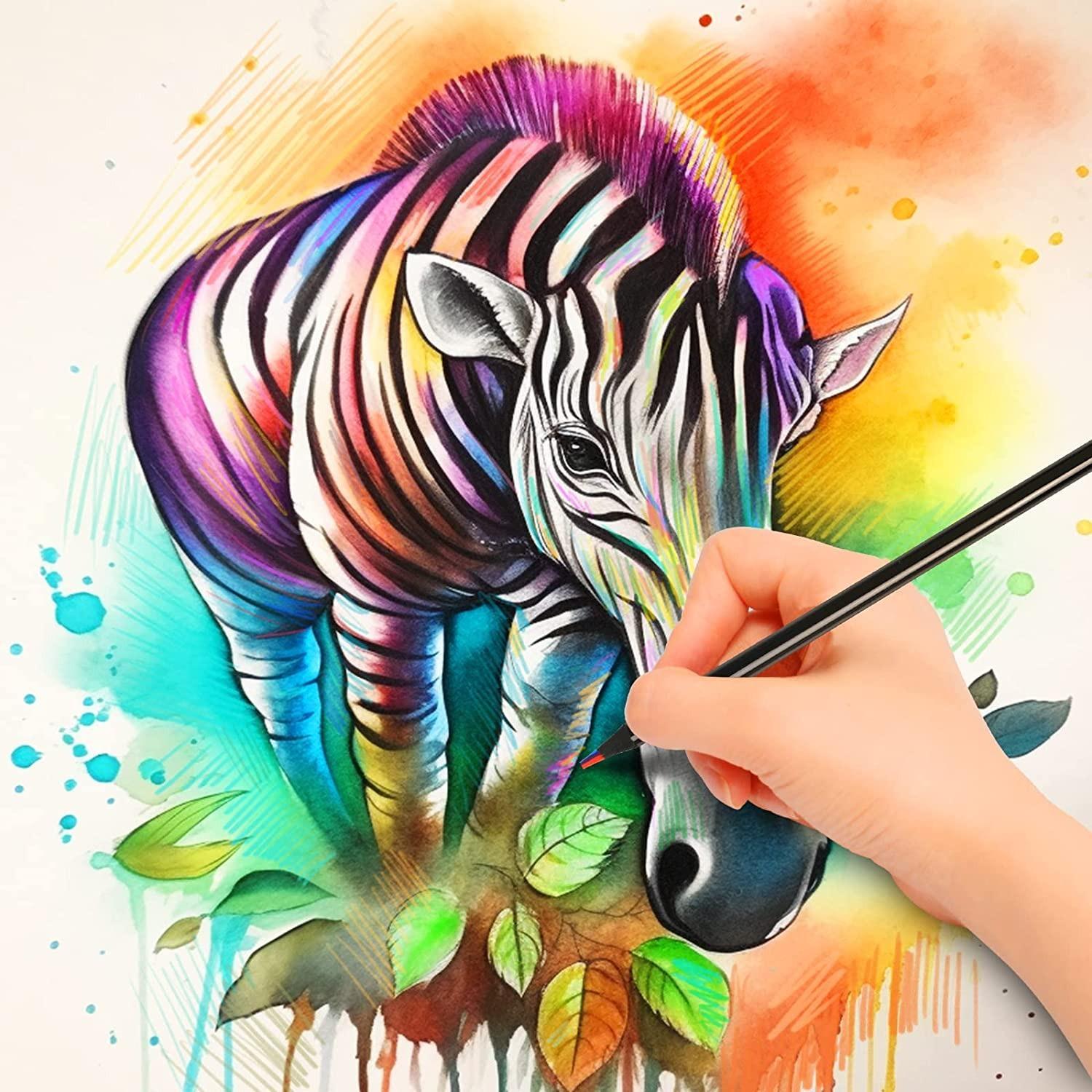 7-in-1 Rainbow Colored Pencils, 10pcs Multi-Function Sketch Pencils, Drawing Supplies for Home, School & Office, Art Supplies Gift