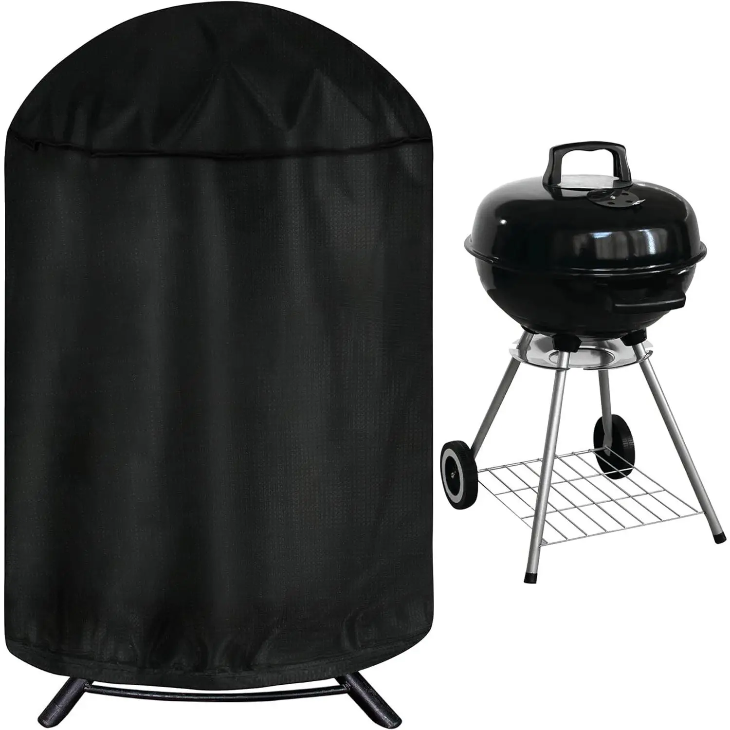Round Grill Cover, 29" Dia x 38" H Dome Smoker Cover, Waterproof Charcoal Kettle Grill Cover, UV Resistant BBQ Cover, Outdoor Barbecue Cover