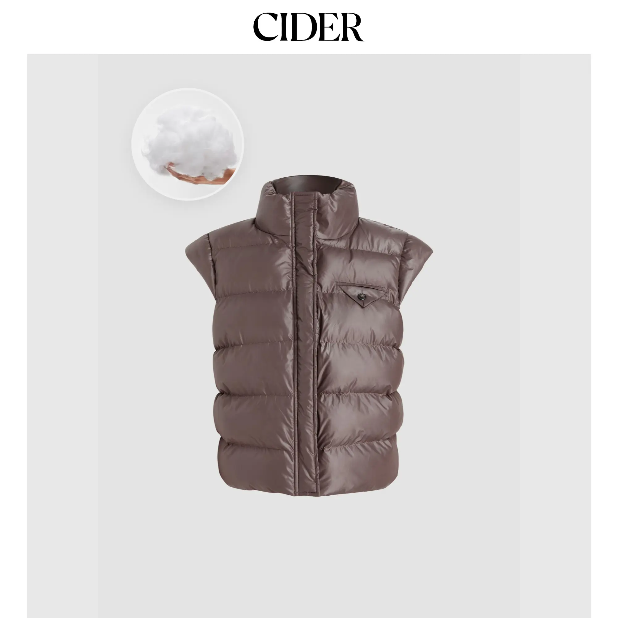 Cider [size 2-10] High Neck Pocket Quilted Button Puffer Vest SohoChic
