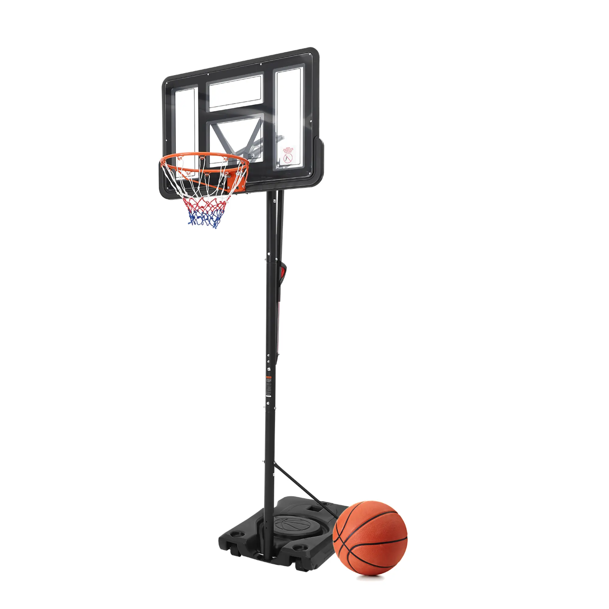 Adjustable Basketball Hoop System - Portable Outdoor Goal with Stable Base, Durable PC Backboard - Ideal for Adults - Backyard Play, Fits Driveways