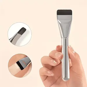 10pcs High-Density Flat Head Foundation Brush Set, Ultra-Thin Face Brush for Liquid Foundation, Cream, Mask, Mud Mask Application