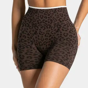Cross-border TEVEO leopard print seamless yoga pants, butt-lifting, tummy-control, quick-dry, high-waisted running fitness pants cool-feel sport casual  basketball mesh anime  split comfy mesh liner full spider lightweight bikershort soot pocket summer