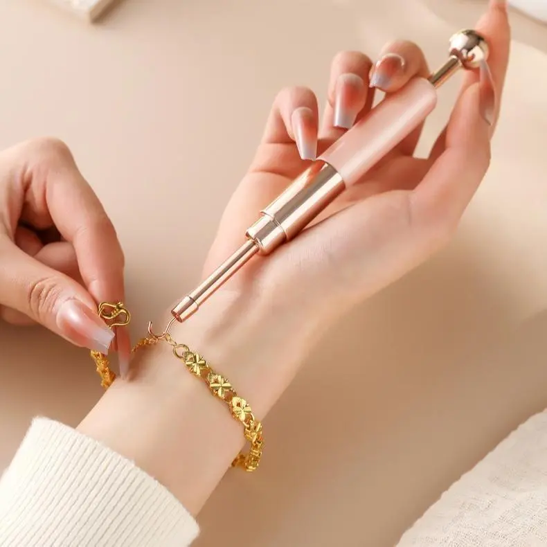 Gold Double-Head Jewelry Clasp Aid Tool, 17cm Quick Bracelet Fastener Helper, Easy-Stick Necklace Hook, Arthritis Time-Saver, Valentine Gifts for Her