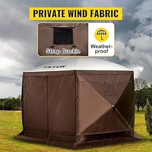 VEVOR Pop Up Gazebo Screen Tent, 6x6 ft Hexagon Pavilion with Mosquito Netting, Removable Wind Cloths & Mesh Windows for Patio and Outdoor Use VEVOR Pop Up Gazebo Screen Tent, 6x6 ft Hexagon Pavilion with Mosquito Netting, Removable Wind Cloths & Mesh Windows for Patio and Outdoor Use