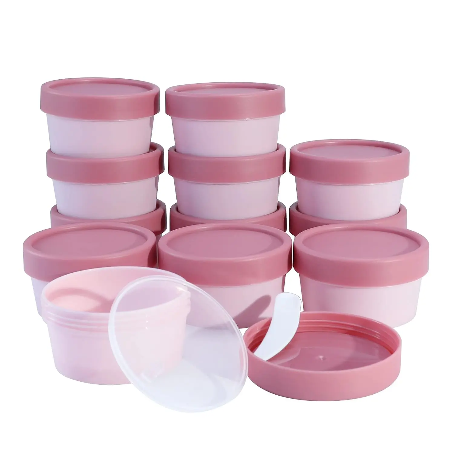 12 Pack 1.7oz/50ml Modern Empty Plastic Jars with Cute Look, Beauty Storage Containers for Party Favors, DIY Projects & Travel Use