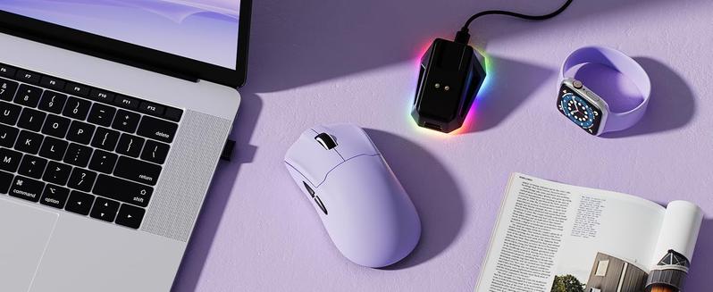 LTC GM022 Ultralight 3-Mode Wireless Gaming Mouse with RGB Charging Dock, PAW3395 26K DPI Sensor, 55G Lightweight Ergonomic Bluetooth Gaming Mouse, 5 Programmable Buttons, 80 Million Click Switch