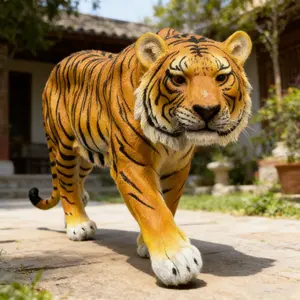 Aobtkel 15.75" H x 33.46" L x 7.87" W Simulated Tiger Resin Garden Statue, Indoor & Outdoor Decorative Ornament, Lawn & Courtyard Art Craft, Unique Gift for Home & Yard