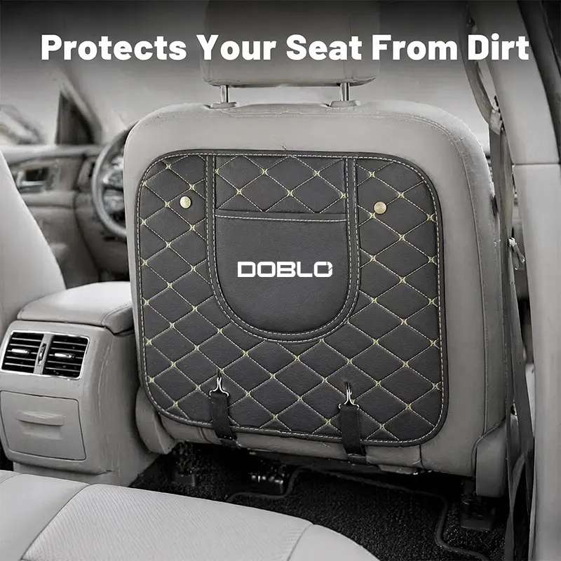 Fiat Doblo Car Seat Back Kick Guard, Exclusive Logo Design, Blocks Sand Footprints Stains, Easy Installation, Interior Upgrade Accessory