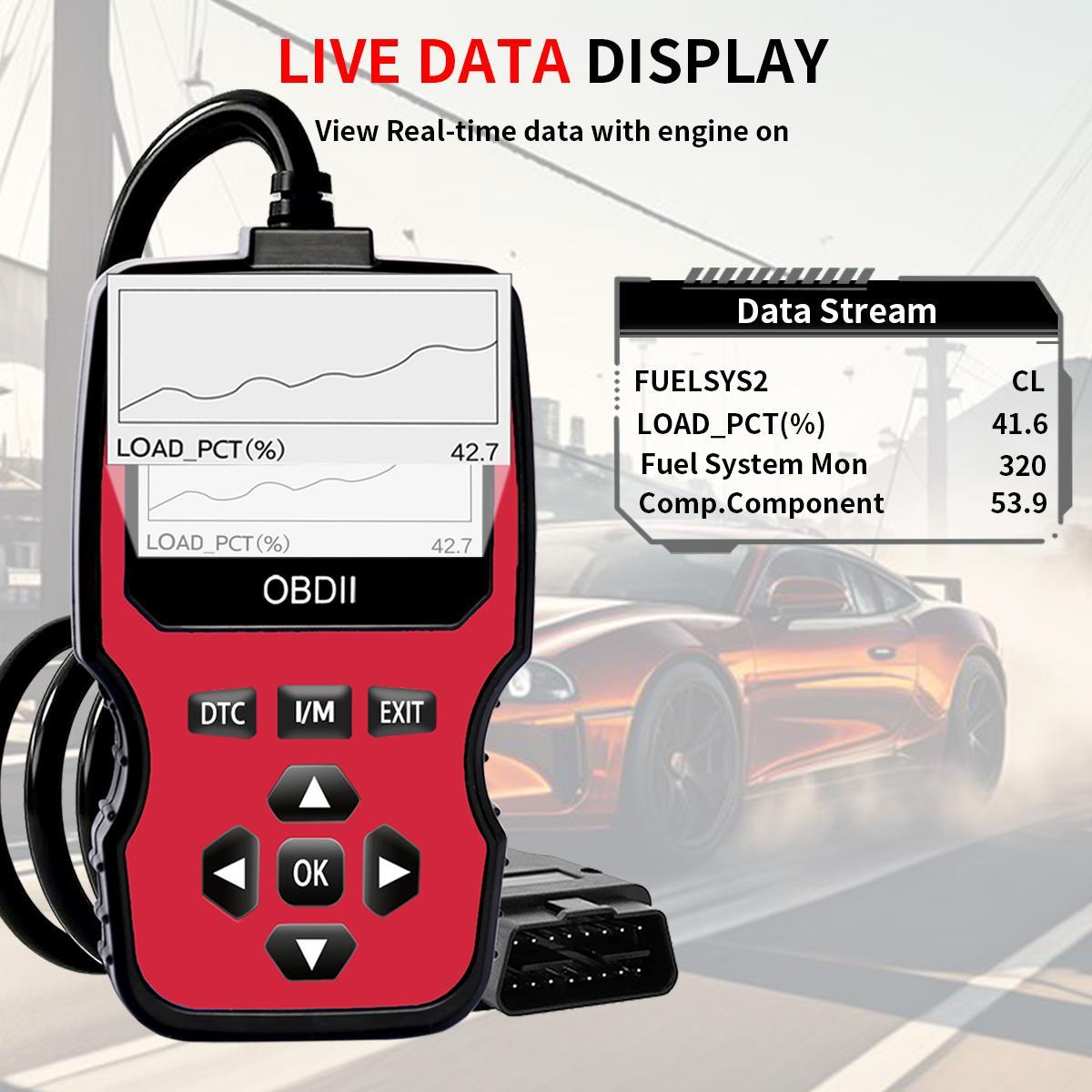 OBD2 Engine Fault Code Reader, Multifunctional Car Diagnostic Tool, Professional Car Scanner Diagnostic Tool for All OBD II Protocol Cars Since 1996, Automotive Diagnostic Tool