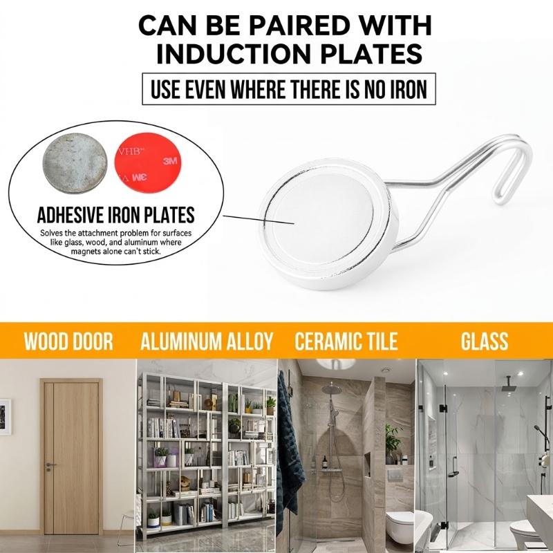 Swivel Magnetic Hooks 8/16 Pack 30LBS Strong Neodymium Hooks for Cruise Cabin Door Fridge Kitchen Metal Surfaces Rotary Vertical Suspension Organizer