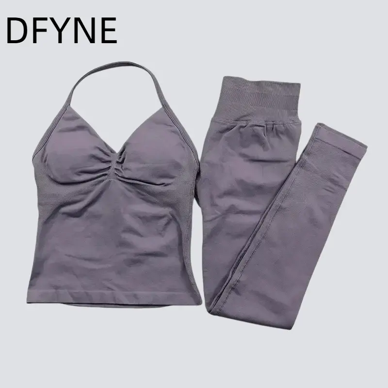 DFYNE Impact Women's Seamless 2 Piece Workout Set| Long Sleeve Top & High Waisted Leggings for Gym, Yoga & Pilates