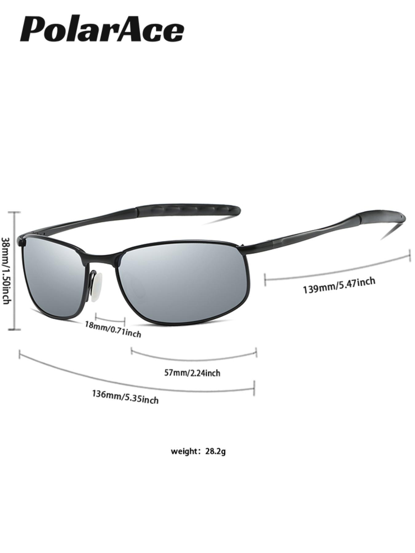 1 Piece PolarAce Unisex Business Style Reviving Classic Charm Rectangular Full Frame Polarized Sunglasses UV400