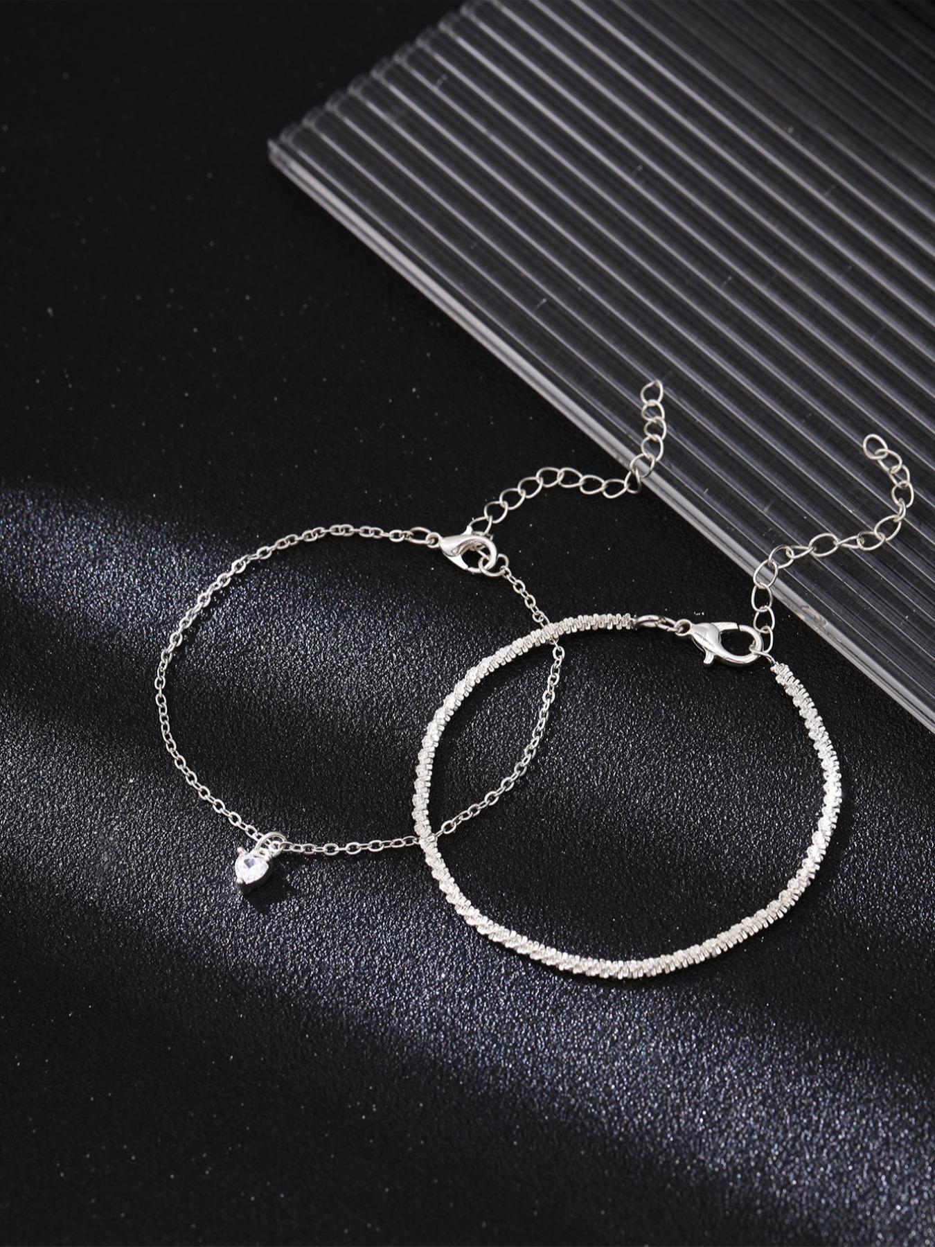 Women's Elegant Rhinestone Decorated Link Bracelet, Exquisite Trendy Bracelet, Fashionable Jewelry for Women As Gift, Rhinestone Bangle Bracelet