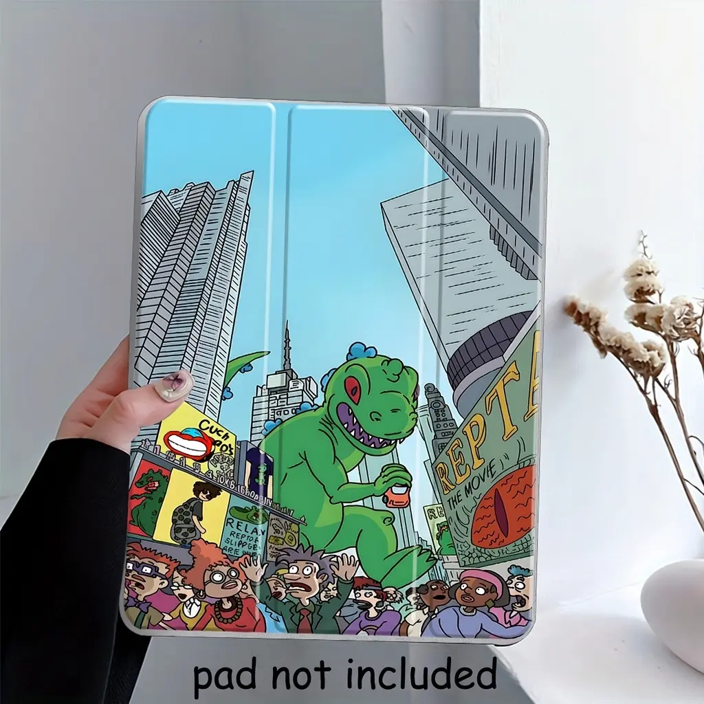 Dinosaur Cartoon Design iPad Case, Durable Tablet Casing, Transparent Acrylic Hard Back Panel With Pencil Slot, Suitable for iPad mini, Scratch-resistant Ultra-thin, Shock-resistant Full Cover Case Suitable for Office, Home (Case Only)