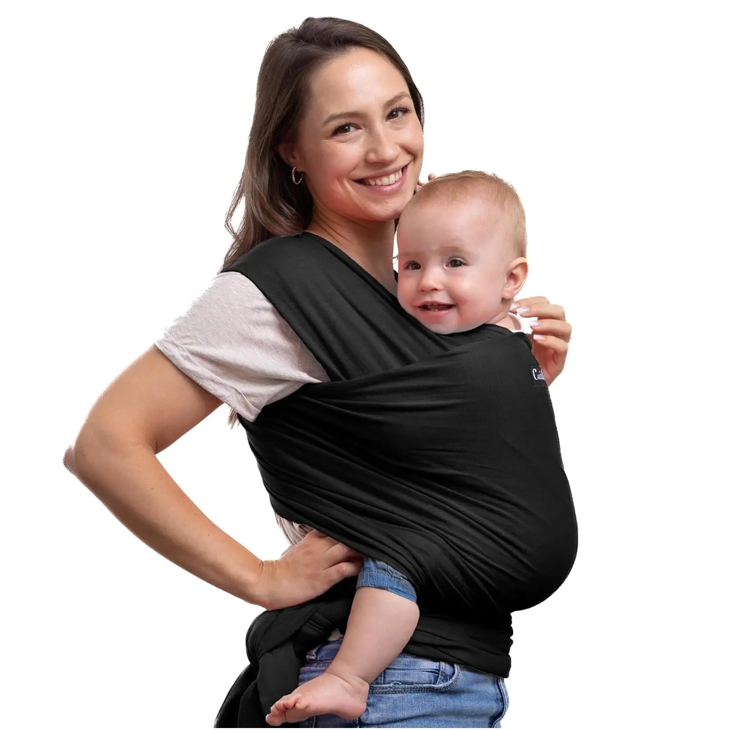 Baby Wrap Carrier for 0-3 Years (7-35 lbs) - Lightweight Breathable Stretch Fabric Sling, Hands Free, Hip Support for Newborn to Toddler (Black)