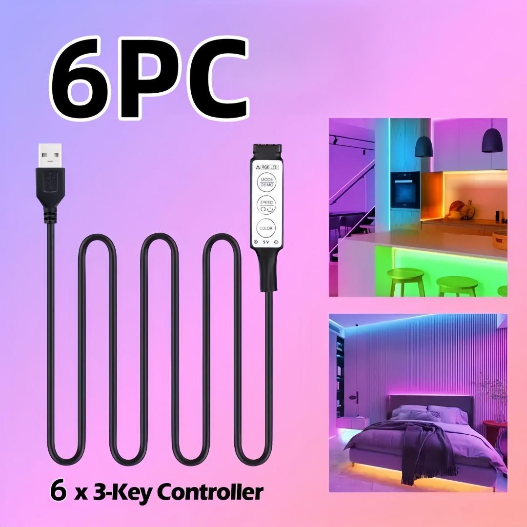 3-key Controller, USB Powered Dimmable LED Strip Light Controller, Suitable for SMD2835, 3535, 5050 LED Strips, TV Backlight, Bedroom and Other Decorative Purposes