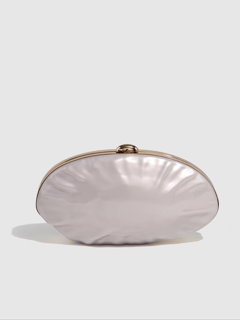 Women's Elegant Pearl Finish Long Hard Box Handheld Purse, Casual Shoulder Crossbody Bag, Trendy Exquisite Evening Bag, Crossbody Clutch