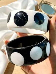 Vintage Polka Dot Resin Bangle Bracelets for Women, Minimalist Wide Cuff Bangles, Elegant Daily Party Fashion Jewelry, Versatile Stackable Wrist Accessories