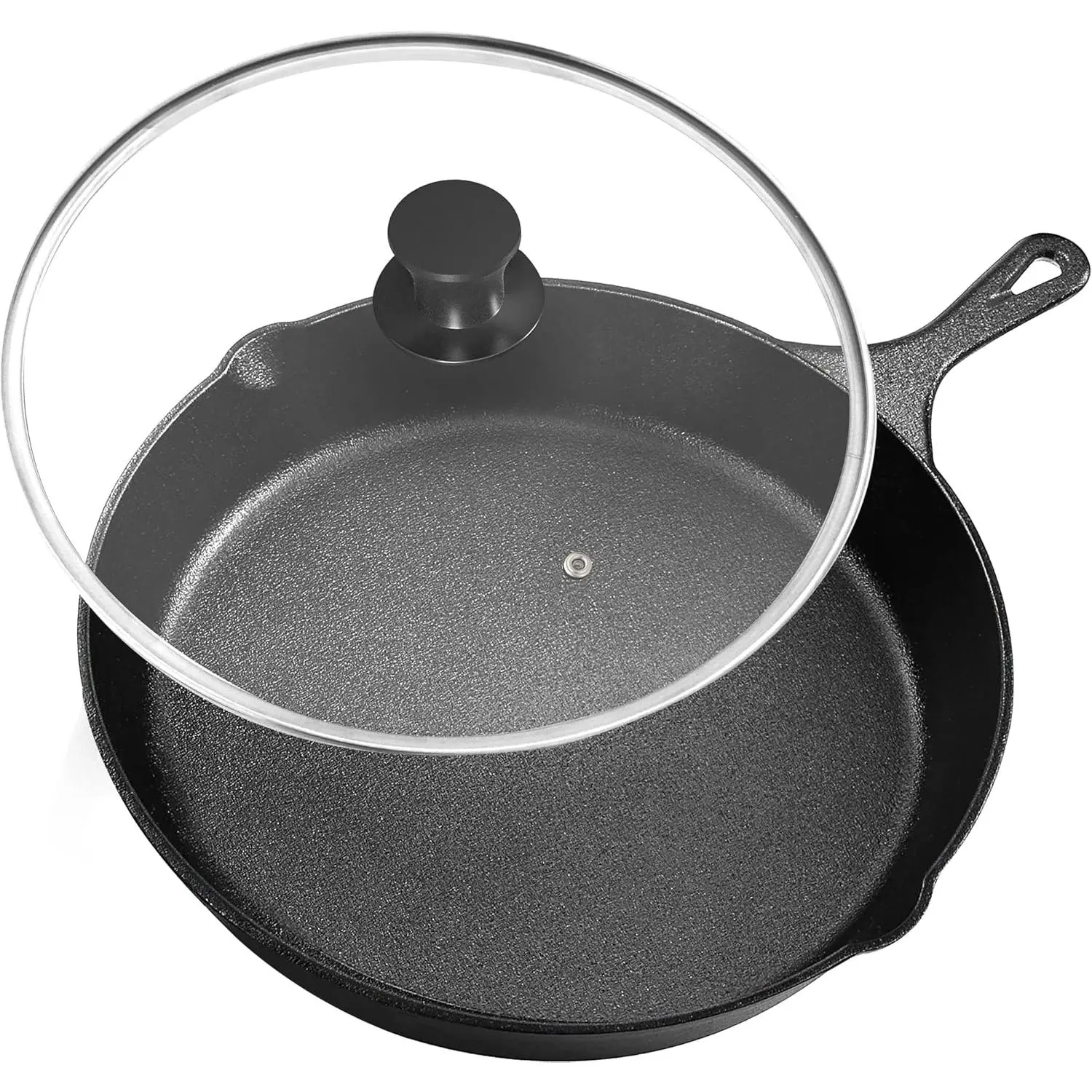 Saute Frying Pan 8 Inch, Cast Iron Chefs Pan, Pre Seasoned Cast iron Skillet With Lid, Safe Grill Cookware for Indoor & Outdoor Use, Black