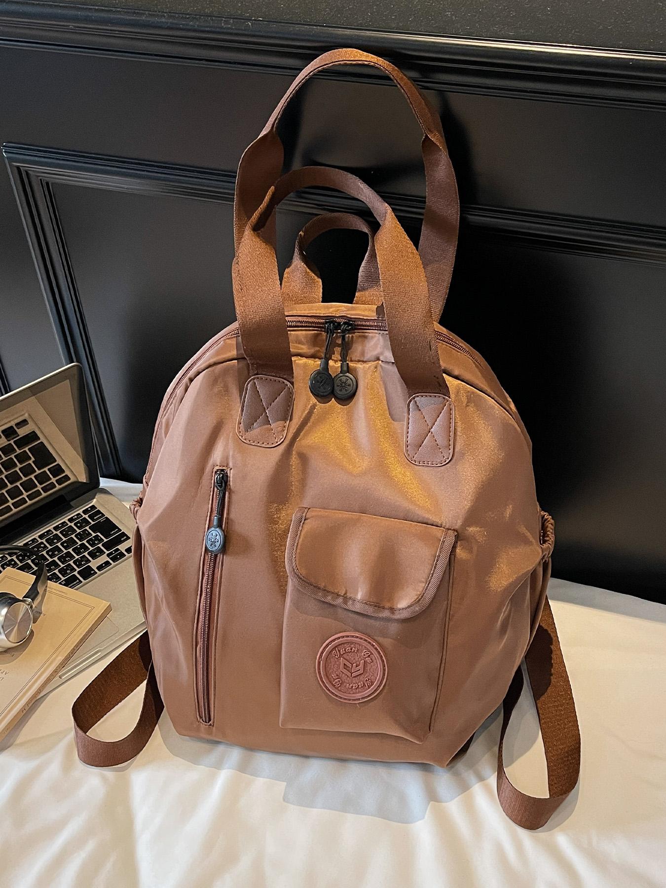 Women's backpack is fashionable, simple, casual, retro, versatile, solid color, multi-functional, suitable for daily travel, school, travel backpack Casual Daypack