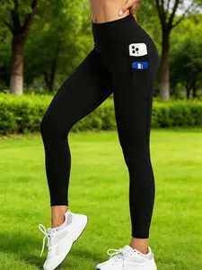A pair of women's double-pocket high-waisted high-elastic yoga pants, dance pants, fashionable fitness sports pants and cycling pants