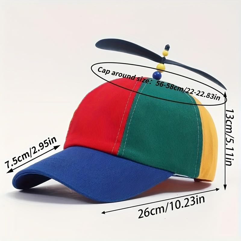 Creative and fun Detachable Adult Propeller Hat Baseball Cap,Rainbow Top Hat Brightly Rainbow, bamboo dragonfly rainbow color blocked duckbill cap,