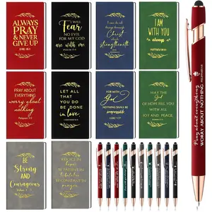 20 count Fathers Day Christian Gifts Notebook Bulk Religious Notepads with Motivational Pen Inspirational  Verse Leather Prayer Journal for Men Women Father Pastor Church Members Gifts