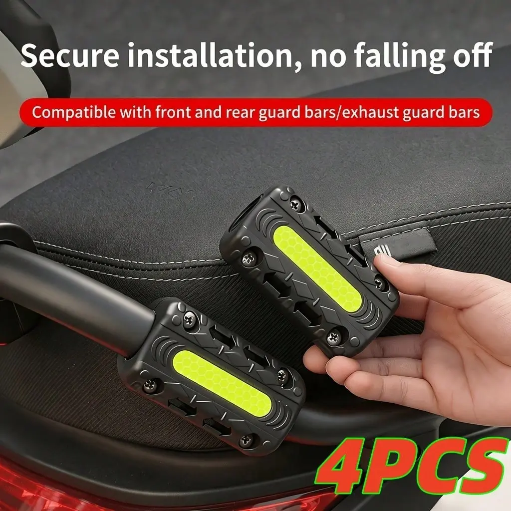 4PCS Motorcycle Crash Bar Bumper Guard with Reflective Strips, Engine Guard, Road Crash Protection Bar, Vehicle Body Protection Device, Protector