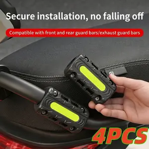4PCS Motorcycle Crash Bar Bumper Guard with Reflective Strips, Engine Guard, Road Crash Protection Bar, Vehicle Body Protection Device