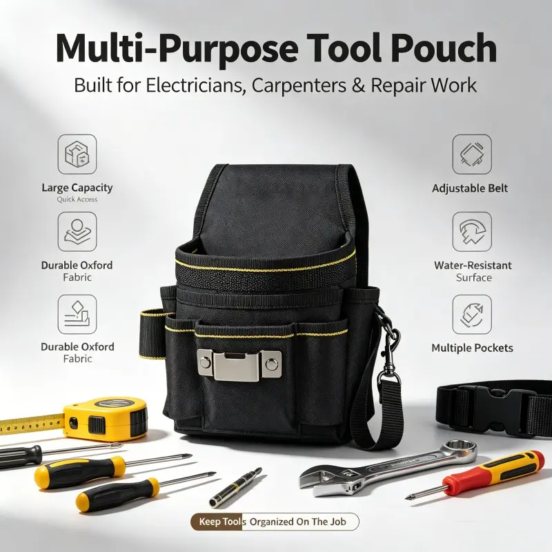 Professional Tool Belt Set, Large Capacity Oxford Fabric Tool Pouch, Detachable Tool Bag with Buckle, Adjustable Comfortable Work Apron, Tool Pouch Organizer, Tool Belt Pouches
