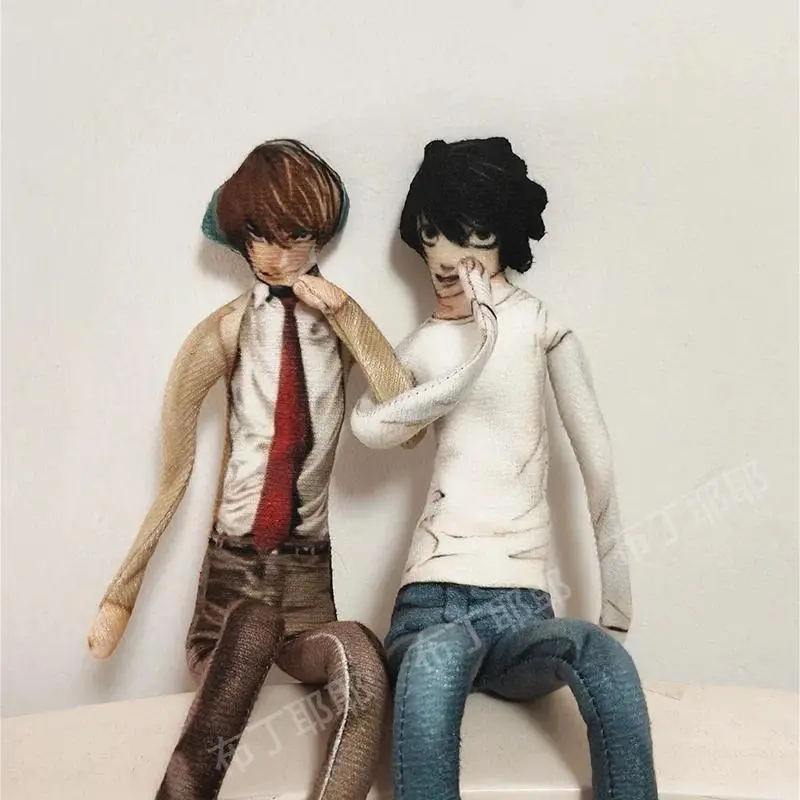 28cm Death Note Light Yagami L Lawliet Posable Plush Dolls With Wire Frame Abstract Stuffed Figures Anime Collection Decor Gift