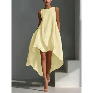 2026 Summer New Women's Sleeveless High Low Dress, Asymmetrical Irregular Hem, Flowy Casual Dress for Beach, Vacation, Holiday, Date, Brunch, Daily Wear
