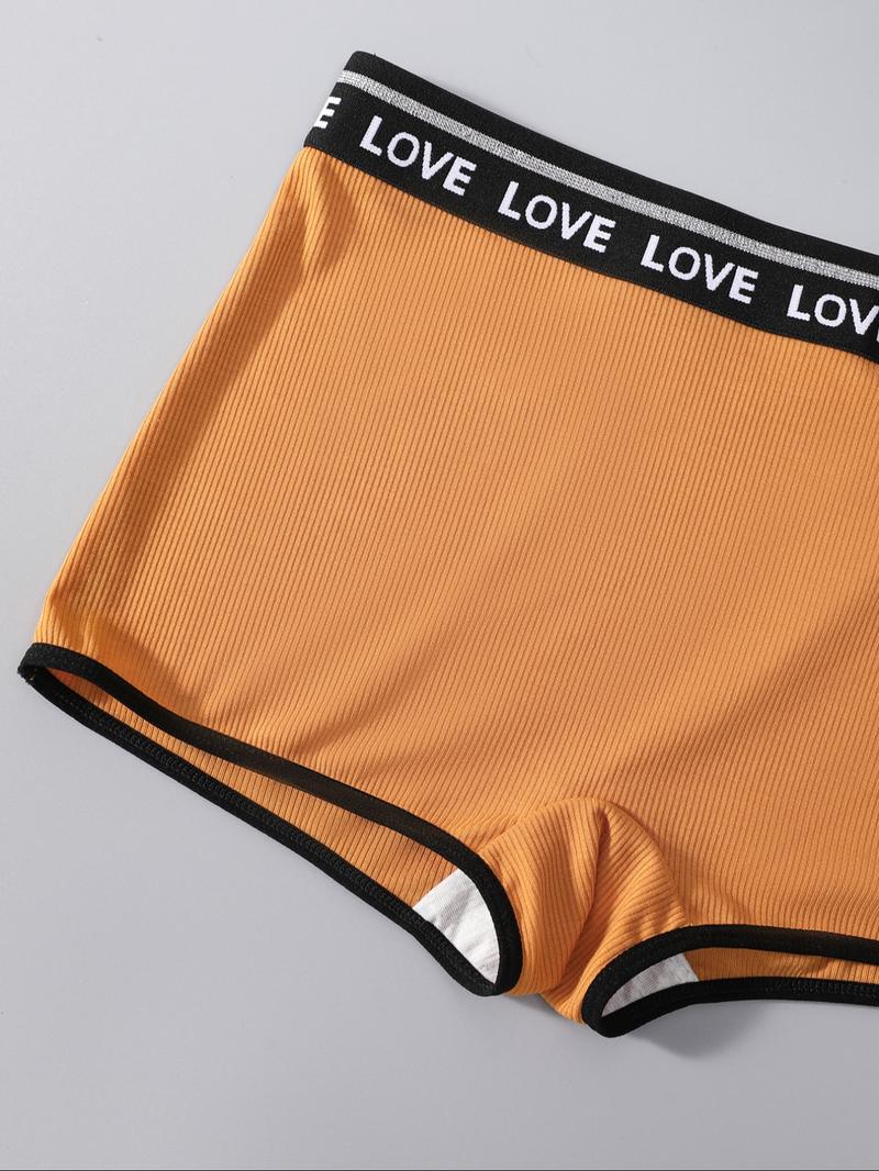 Women's Letter Tape  Boyshorts, Casual Breathable Knicker, Soft Comfy Breathable Panty for Daily Wear, Underwear for All Seasons