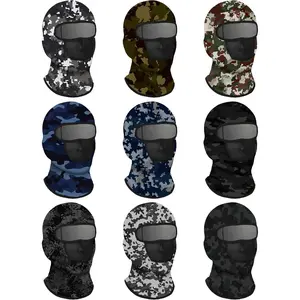 9 count Camo Balaclava Ski Mask Full  Sun Mask for Men Women  Cover Breathable UV Protection for Outdoor