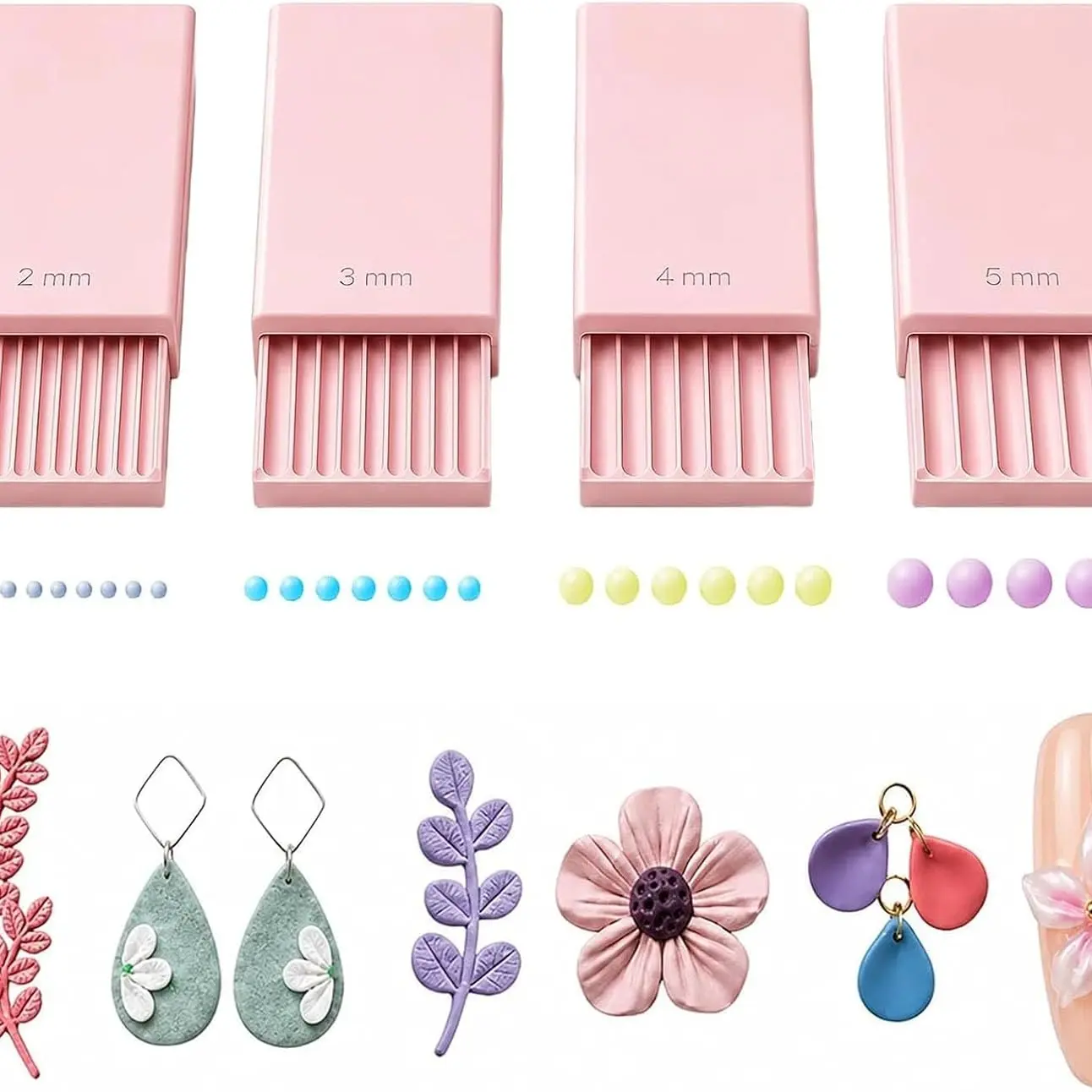 3D Print Clay Gel Ball Maker Tool, Nail Art Bead Roller for 3D Gel Flowers, Polymer Clay Roller 2-5mm Sphere Shaper Roller Tool for Perfect Round Beads, Earrings & Jewelry Making Clay Tools (Pink)