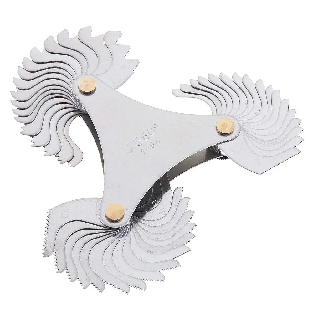SAE Screw Thread Pitch Gauge, Stainless Steel  Specification 60°Thread Gauges Measuring Tool with  Range 4-84 for Industrial Measurement -51Pcs