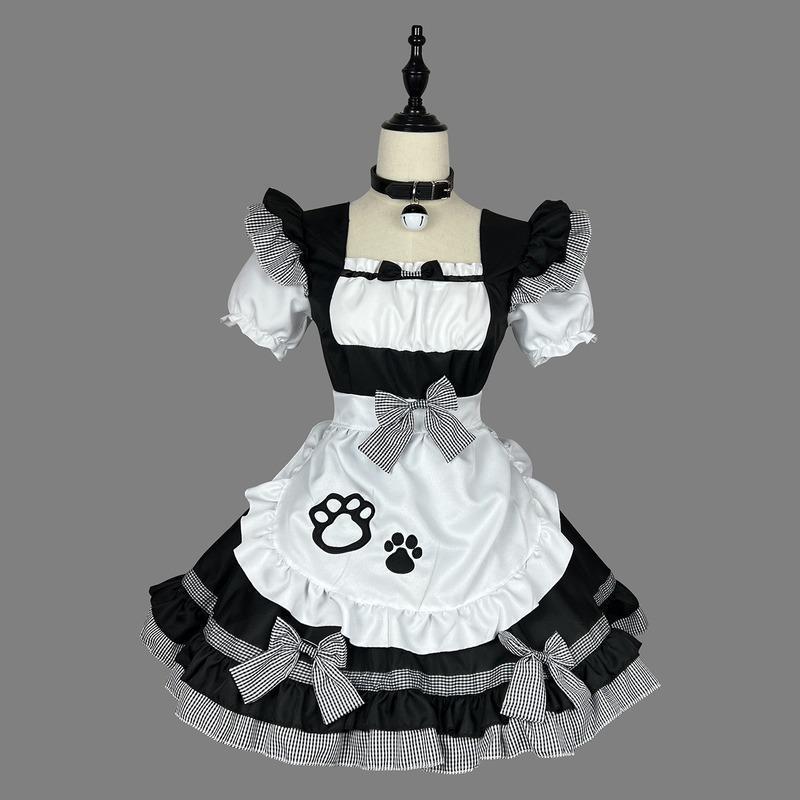Classical Maid Cosplay Costumes Lolita Cat Girl Plus Size Apron Maid Outfits Anime Black White Cute Girl Party Princess Dress