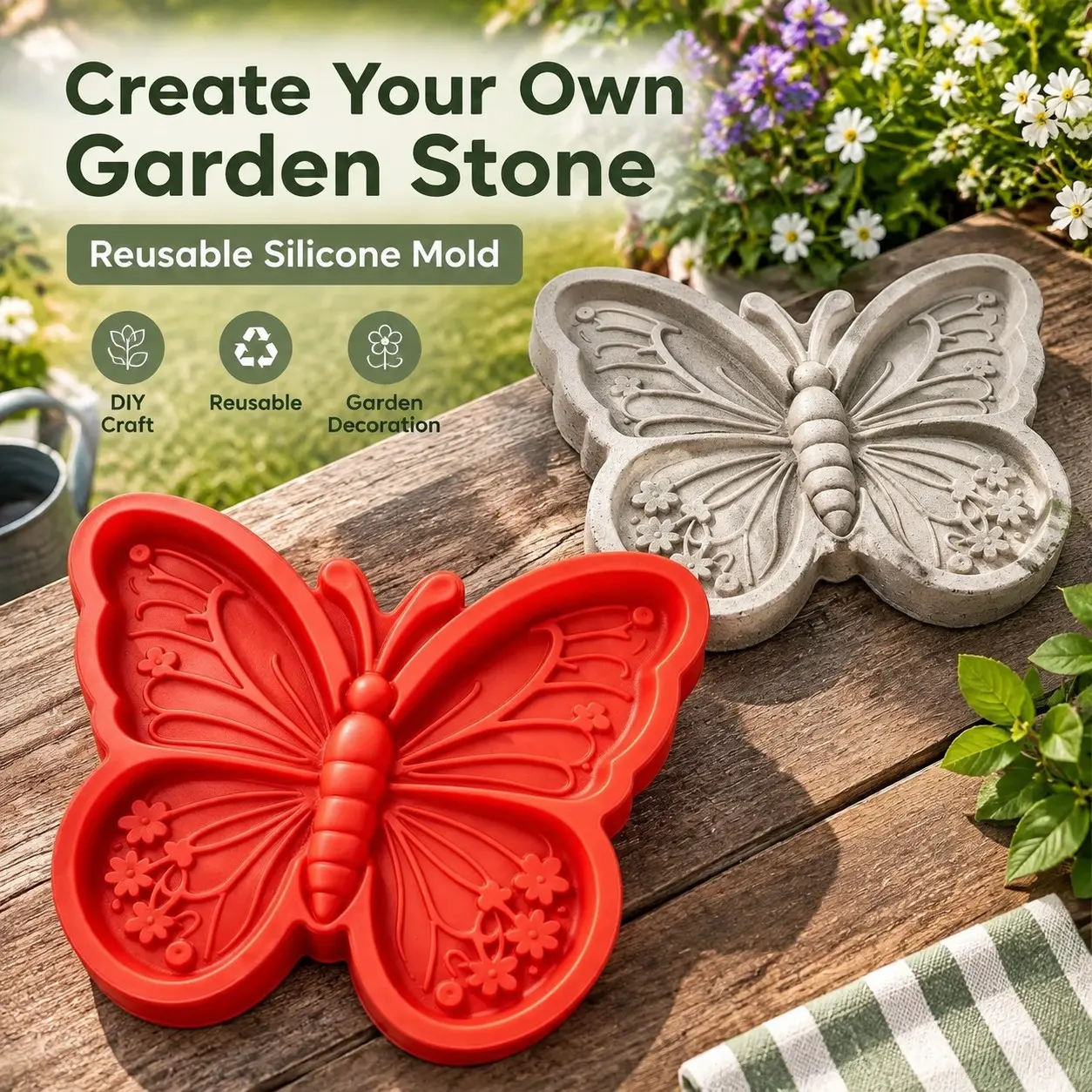 Sunflower Stepping Stone Mold - Reusable Silicone Garden Decor for DIY ...