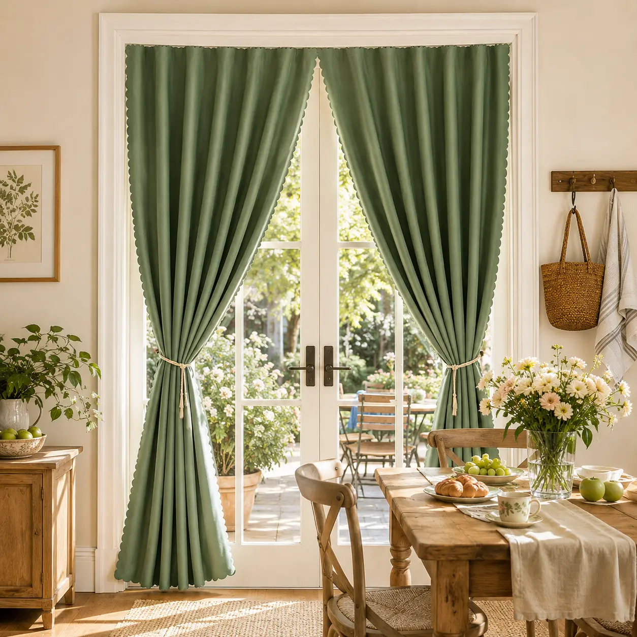 100% Blackout Fabric Door Curtains - Easy-Install Privacy Drapes for French Doors, Bedroom, 1-Panel or 2-Panel Options