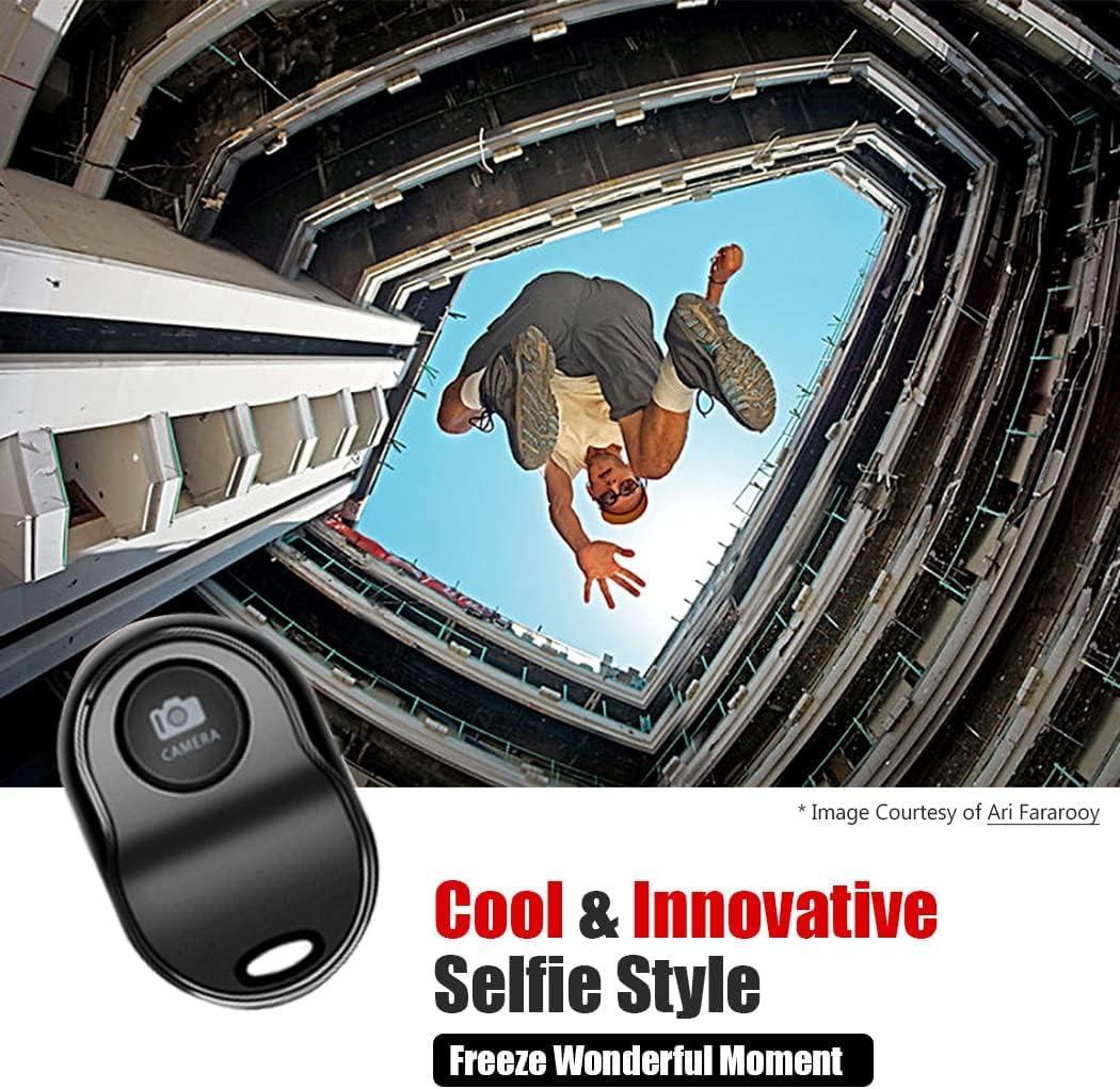 [Upgraded] Bluetooth 5.0 Remote Shutter for iPhone & Android Camera Wireless Remote Control Selfie Button for iPad iPod Tablet, HD Selfie Clicker for Photos & Videos (Black)