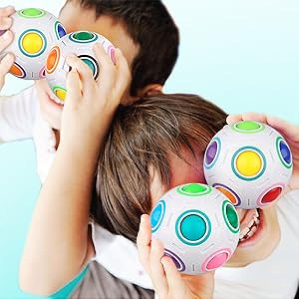 Rainbow Puzzle Ball with Pouch Color-Matching Puzzle Game Toy Stress Reliever Magic Ball Brain Teaser for Kids and Adults, Children, Boy, Girl Holiday