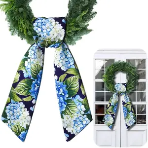 Summer Wreath Sash for Front Door 4.5'' x 56'' Spring Blue Hydrangea Wreath Sash for Embroidery Monogrammed Yard Doorway Porch Wall Door Ribbon Bow Home Decor Indoor Outdoorfidget toys