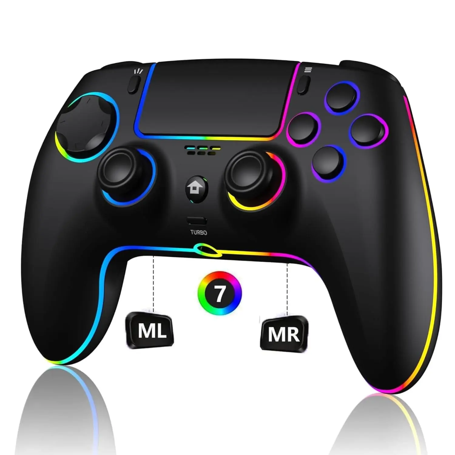 Ps5 Wireless Game Controller, RGB Lighting, Compatible with Ps5 Pro/slim, Apple Devices, Steam, Windows, Android 10+, Hall Effect Joystick, Macro Programming, Dual Vibration, 3.5mm Audio Jack