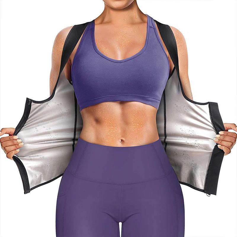 Women Sauna Shaper Vest Sweat Shapewear Tank Top Compression Vest Waist Trainer Corset Gym Fitness Workout Zipper Shirts