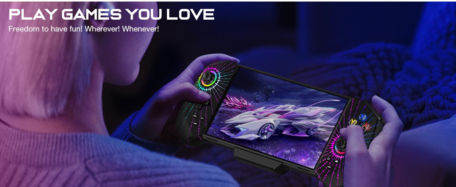 Pro Controller for Switch/OLED,One-Piece Switch Joycon Grip with Hall Effect Joystick,Switch Controller for Handheld with Turbo/Programmable/6-Axis/Vibration/4 Games Card Slot