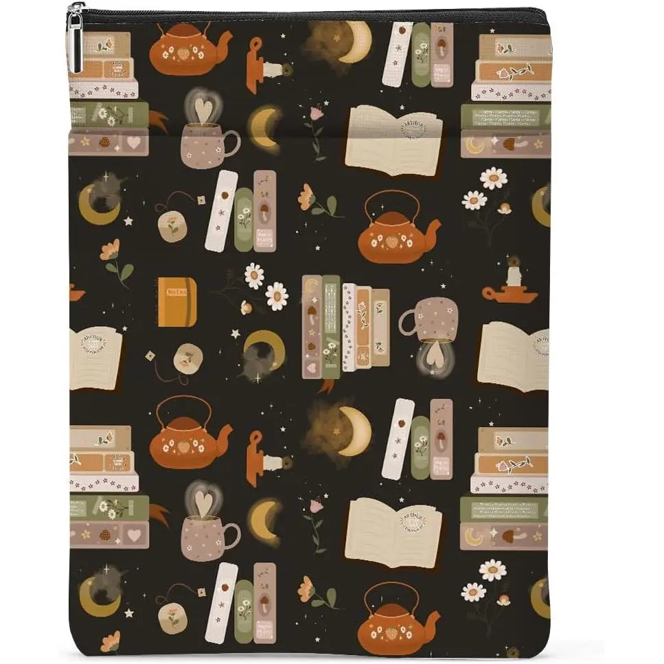 Book Sleeve Book Protector Book Pouch Book Lovers Gifts Bookish Gifts Book Cover with Zipper for Hardcover Paperback Washable Book Coffee Printed  Bag for Women Mom  Birthday, BookCover