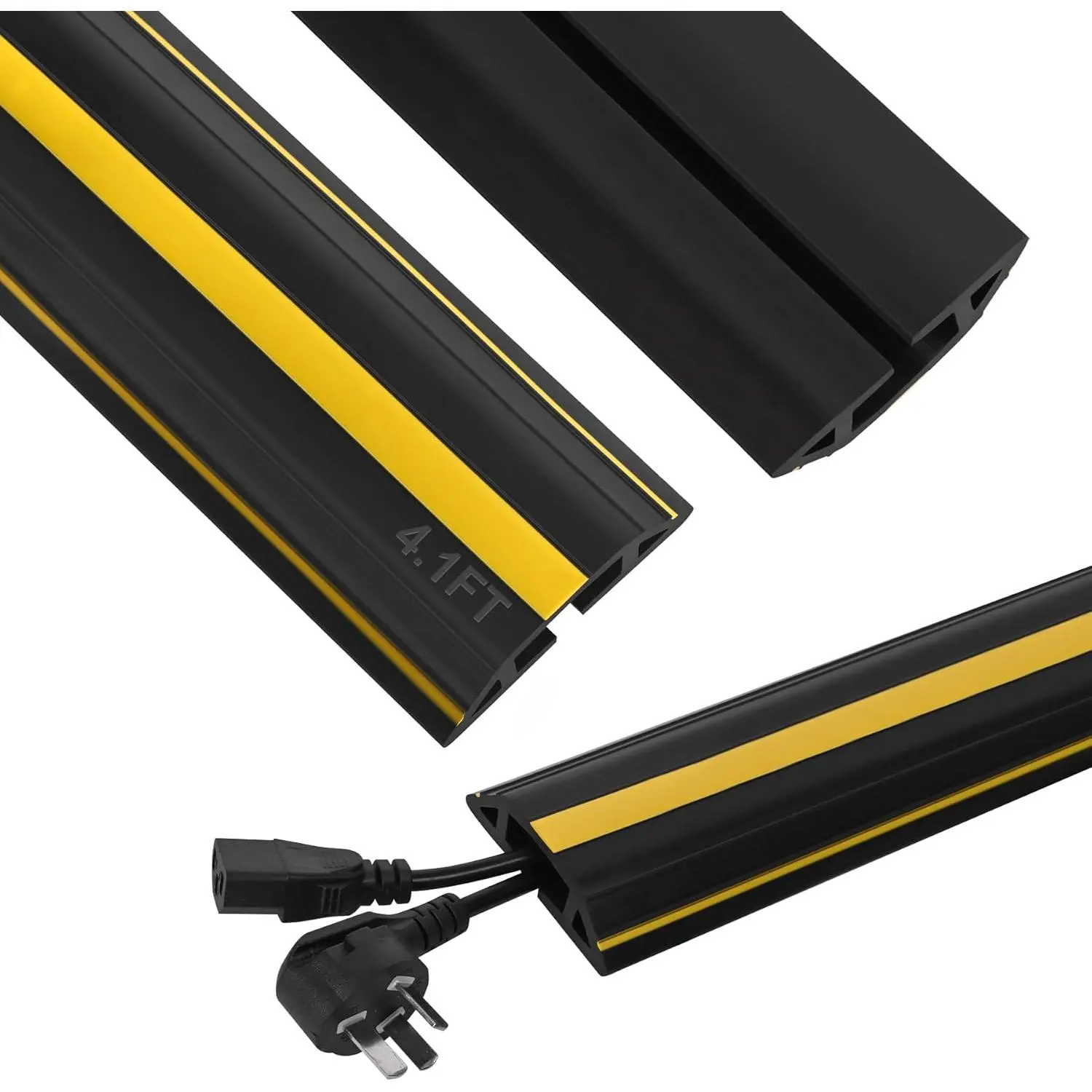 Floor Cord Cover 4.1Ft Heavy Duty PVC Floor  Protector Electric Cord Hider  Management Floor Strip Extension Cord Covers  Raceway for Wires  Floor Inner  1.36" W x 0.43" H
