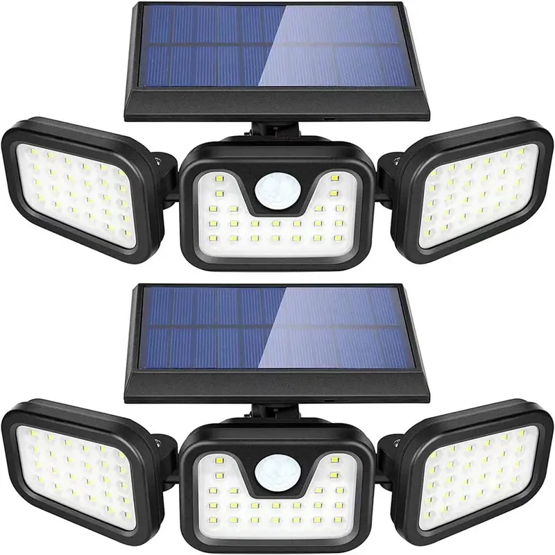 Solar-Powered Outdoor Wall Light, 3-Head Rotating Waterproof Motion-Sensor Light with 74 LEDs for Courtyard and Yard Use, Solar Lights For Outside, Outdoor Garden Lights #GLOBAL PICKS