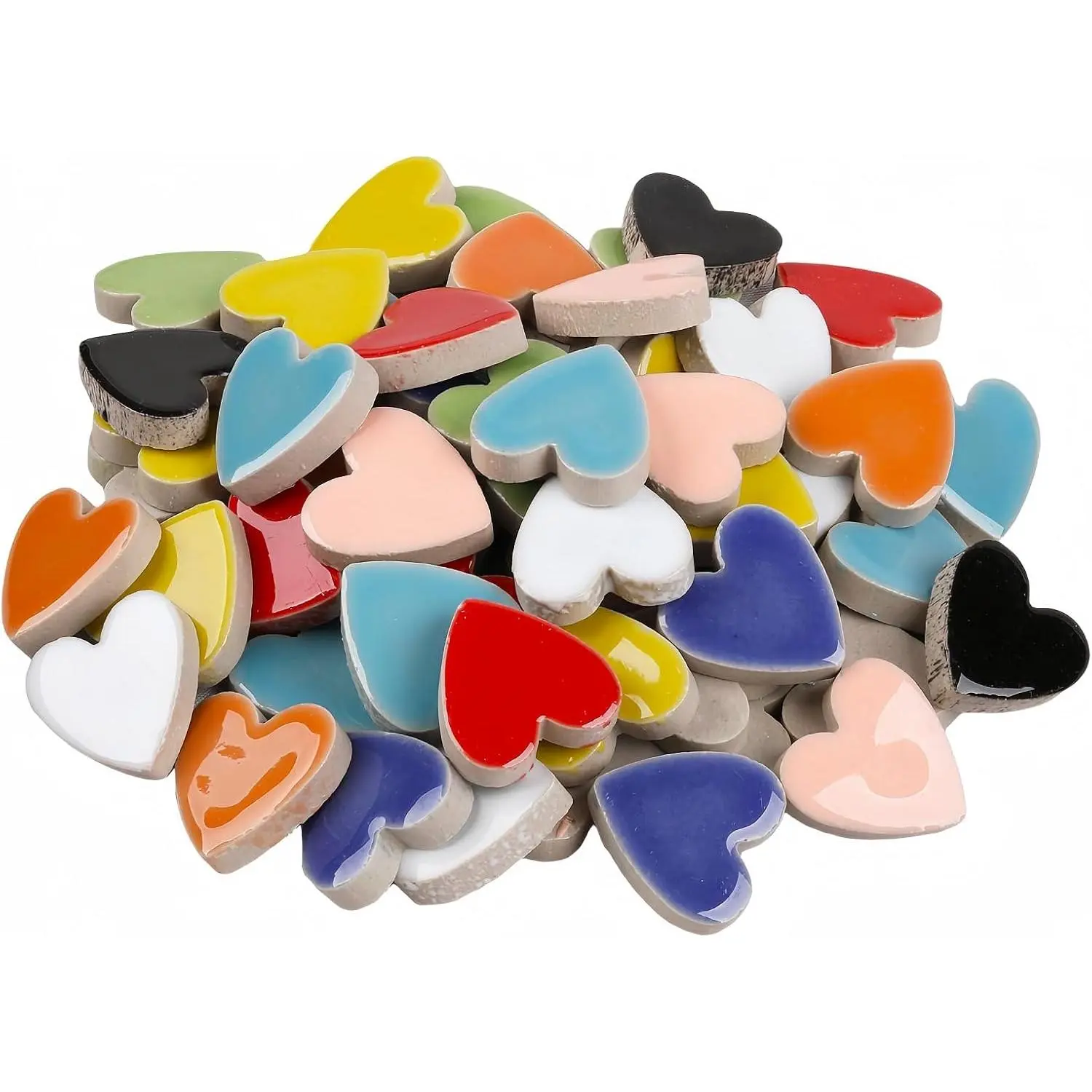 Mosaic Tiles Stained Glass, Heart Shape Ceramic Mosaic Making with  for DIY Art Crafts, Decorations -About 24 count 100G(0.22LB), Color